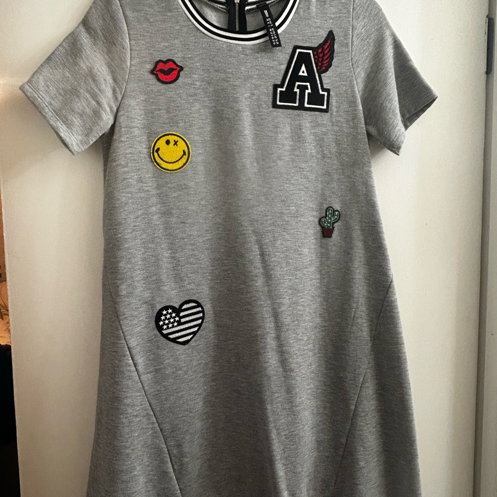 Gray Dress with Fun Patches